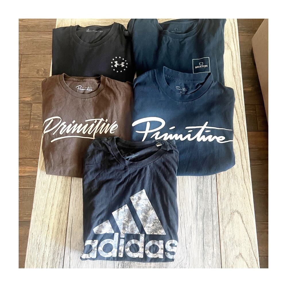 Primitive , Brixton, Adidas, Under Armour Mens’ T-Shirt Lot 5 Item Size Medium